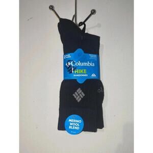 Columbia Hike Socks 2 Pair Randonnee Wool Crop Crew Charcoal Size 6-12 M New